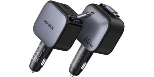 Chargeur allume cigare UGREEN Retractable USBC/USBA Noir 60W