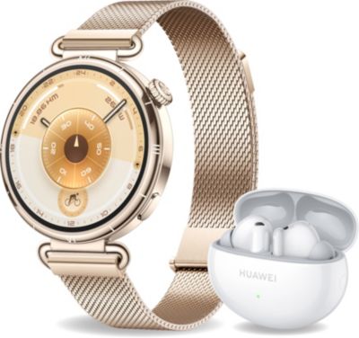 Montre connectée HUAWEI Pack Watch GT6 41mm Doré+FreeBuds6I Blanc