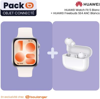 Montre connectée HUAWEI Pack Watch FIT 5 blanc+Freebuds SE 4