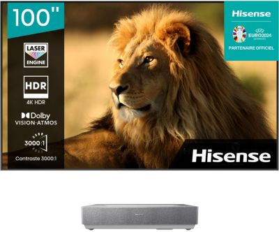 Vidéoprojecteur home cinéma HISENSE 100L5HD Laser TV + écran ALR FRESNEL