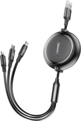 Câble trio BASEUS 3.5A 35cm - 120cm noir