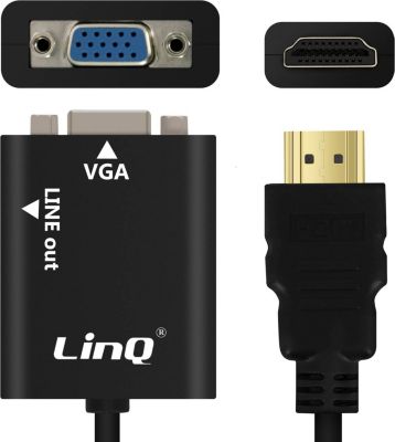 Adaptateur HDMI/VGA LINQ Adaptateur HDMI vers VGA LinQ Noir Adaptateur HDMI/VGA LINQ Adaptateur HDMI vers VGA LinQ Noir