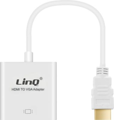 Adaptateur HDMI/VGA LINQ HDMI Mâle - VGA Femelle 1080P Blanc Adaptateur HDMI/VGA LINQ HDMI Mâle - VGA Femelle 1080P Blanc