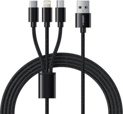 Câble trio GENERIC 3en1 USB Type C + Apple + Micro 2A 1,2m