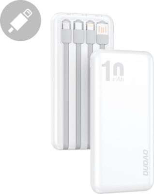 Batterie externe DUDAO avec câble USB, USB Type C, Lightning