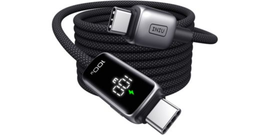Câble de charge INIU vers USB-C 100W affichage digital noir