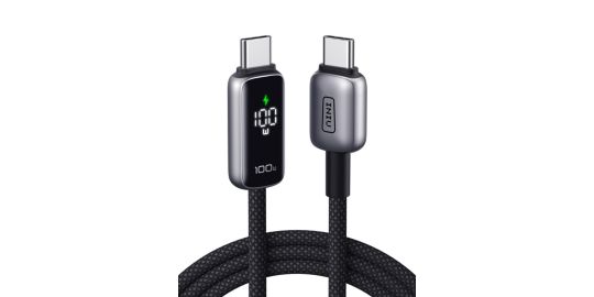 Câble de charge INIU vers USB-C 100W affichage digital noir