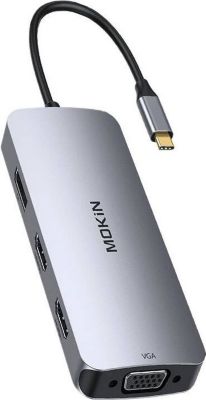 Hub USB C . MOKIN - HUB 8 en 1 USB-C VGA + 2 HDMI
