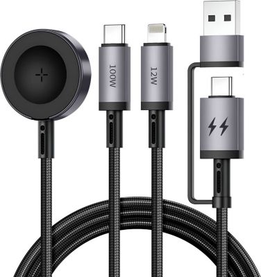 Câble alimentation WIWU 100W USB-C, Lightning, Apple Watch Noir