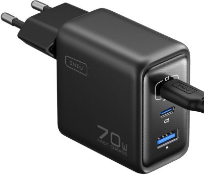 Chargeur INIU 70W Leopard 2 USB-C + USB-A noir