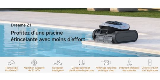 Robot piscine DREAME Z1 Pro sans fil - fond, parois, ligne d