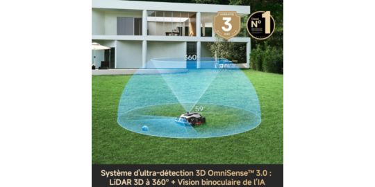 Robot tondeuse DREAME A3 AWD Pro 3500 sans fil périphérique, 3500 m² de superficie, fortes pentes jusqu