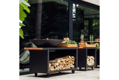 Barbecue charbon OFYR Island Black 100 PRO Teak Wood