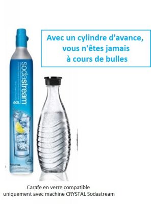 Bouteille SODASTREAM Pack Cylindre CO2 60L + 1 carafe verre