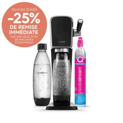 Machine a Soda SodaStream ART Machine a Eau Pétillante - Pack 1 Bouteille  1L Compatible Lave-Vaisselle + 1 Recharge de Gaz 60L a Clipser - Noi