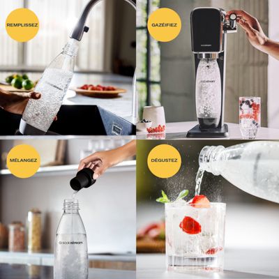 Machine a soda SODASTREAM - + eau gazeuse Machine ART Noire Pack