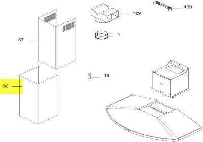 Conduit ELECTROLUX CHEMINEE INFERIEUR INOX H.544 REP 56 POU
