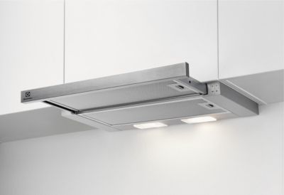 Hotte Victoria 60, 60 cm, puissance d'évacuation : 645 m³/h, rampe, 3  niveaux de puissance, 2 lampes LED, 2 filtres à graisse en aluminium, convertible en mode recirculation