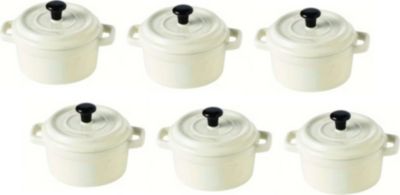 HOBBYTECH Lot de 6 Mini Cocotte Blanches Céramique