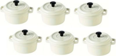 HOBBYTECH Lot de 6 Mini Cocotte Blanches Céramique