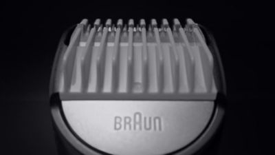 Voir la vidéo pour Tondeuse barbe BRAUN BT9520, molette réglable, 50 hauteurs de coupe, précision 0,25 mm, autonomie 180 mn