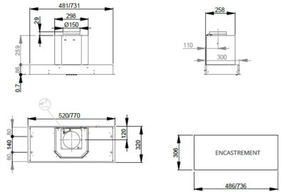 Hotte encastrable ROBLIN INSPIRATION 770 INOX