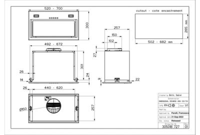 Hotte encastrable ROBLIN ARIA 520 INOX