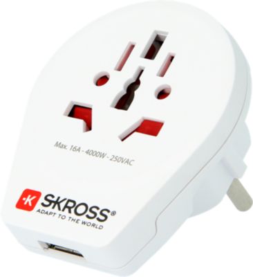 Adaptateur de voyage SKROSS Monde vers Europe +1 USB-A