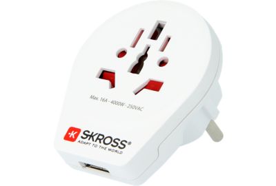 Adaptateur de voyage SKROSS Monde vers Europe +1 USB-A