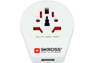 Adaptateur de voyage SKROSS Monde vers Europe +1 USB-A