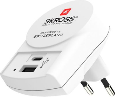 Adaptateur prise SKROSS Secteur Europe 1 USB + 1 TYPE C