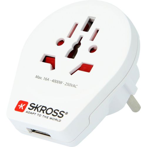 Adaptateur universel avec port USB Type A publicitaire Skroos