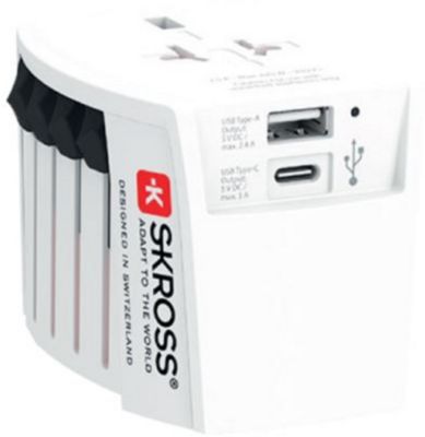 Adaptateur de voyage SKROSS universel +1 USB AC