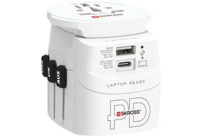 Adaptateur de voyage SKROSS Monde vers monde + 1 USB A + 1 USB C