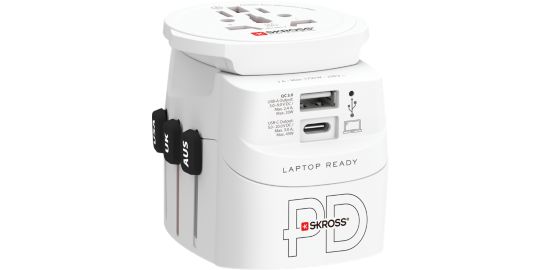Adaptateur de voyage SKROSS Monde vers monde + 1 USB A + 1 USB C