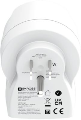 Adaptateur de voyage SKROSS Europe vers USA USB-A + USB-C