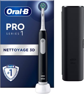 Brosse à dents électrique ORAL-B Pro 1 Noire Cross Action + Etui de voyag