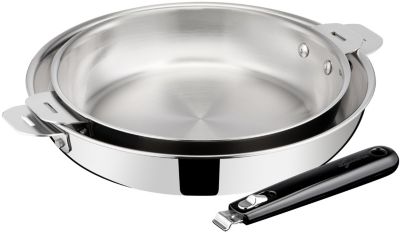 Lot poêle inox antiadhérent et couvercle verre 32 cm Excell'Inox Matho 