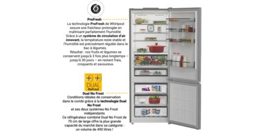 Réfrigérateur combiné WHIRLPOOL WHK26494X7E
