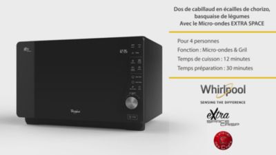 Voir la vidéo pour Micro ondes grill WHIRLPOOL MWF427NB ExtraSpace crisp