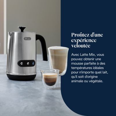 De'Longhi LatteMix EMF3.W Mousseur à Lait Électrique Chaud & Froid - Alternatives Végétales, 250ml Blanc