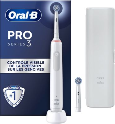 Brosse à dents électrique ORAL-B Pro 3500 blanche sensitive + etui + 1 br