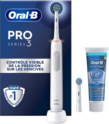 Brosse à dents électrique ORAL-B Pro 3800 Cross Action Blanche + 1 dentif