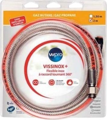 Alimentation INDESIT tuyau de gaz inox but propane 2 m