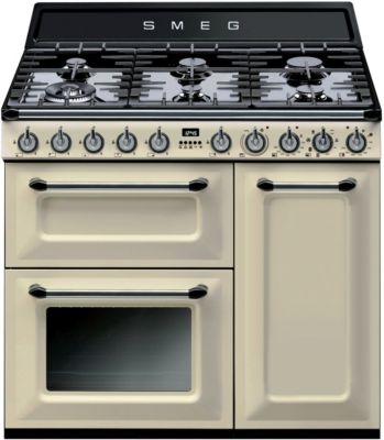 Piano de cuisson 7 brûleurs gaz + 3 fours électriques crème SCG71MFCR -  Schneider