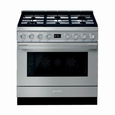 Piano de cuisson Victoria 90cm four multifonction catalyse 115l / 5 foyers  gaz Gris ardoise - SMEG Elite Réf. TR90GR2