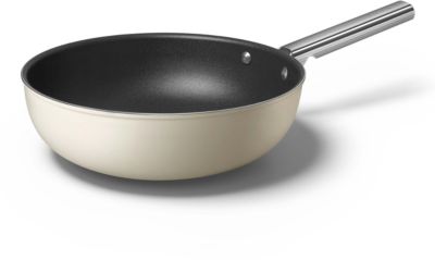 Wok SMEG diam 30 cm tout feux creme mat