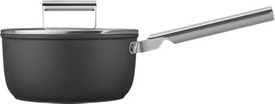 Casserole SMEG 20cm noir avec couvercle en verre