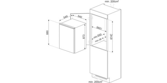 Réfrigérateur 1 porte encastrable SMEG S4L090E