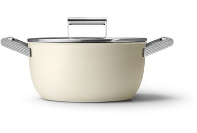 Faitout SMEG 24cm céramique crème avec couvercle